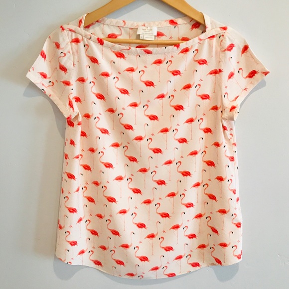 kate spade Tops - ❌SOLD ❌ Kate Spade Pink Flamingo Silk Boatneck Top